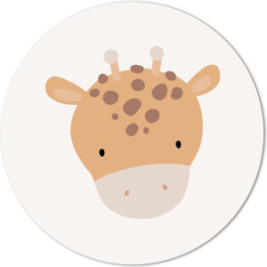 Label2X - Muurcirkel kids giraffe - 80 cm - Forex - Multicolor - Wandcirkel - Rond Schilderij - Muurdecoratie Cirkel - Wandecoratie rond - Decoratie voor woonkamer of slaapkamer