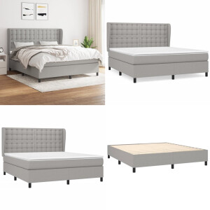 vidaXL Boxspring met matras stof lichtgrijs 180x200 cm - Boxspring - Boxsprings - Bed - Slaapmeubel