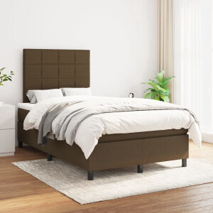 vidaXL Slaapcomfort - Boxspringbed - Boxspring met matras stof donkerbruin 120x200 cm - Boxspring - Tweepersoonsbed - Bruine Bed