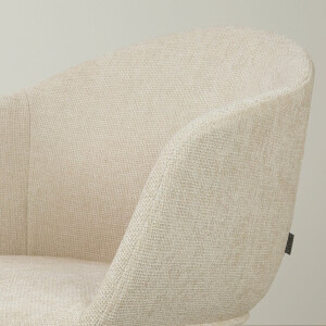 Nolon Nora-Otis Eetkamerstoel Cotton Beige - met Armleuning - Stof - Zwart Metalen Poten