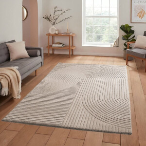 Flycarpets Eliora Vloerkleed Modern Japandi - Beige - Laagpolig Tapijt Woonkamer - 120x170 cm