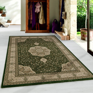 Flycarpets Klassiek Groen Vloerkleed Bukhara - Oosters motief - Perzisch Tapijt Laagpolig - Woonkamer - 200x290 cm