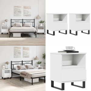 vidaXL Nachtkastjes 2 st 40x35x50 cm bewerkt hout wit - Nachtkastje - Nachtkastjes - Bijzettafel - Wandkastje