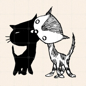 IXXI Pim & Pom 1, Fiep Westendorp - 120 x 120 cm - Gratis ophangtool - Grote wanddecoratie en posters - Speels, Cartoonesk, Line art, Illustraties