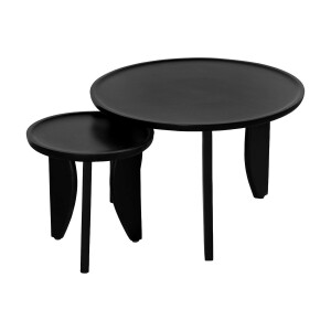 Lewis & Loft Salontafel Luuk - FSC® Mangohout - Rond - Zwart - Set van 2