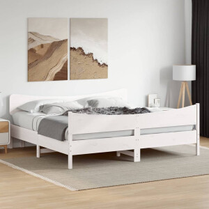 vidaXL - Bedframe - zonder - matras - massief - grenenhout - wit - 180x200 - cm