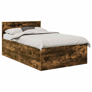vidaXL - Bedframe - met - hoofdeinde - Rook - Eiken - 120 - x - 190 - cm - Bewerkt - hout