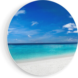 Artaza Forex Muurcirkel Tropisch Strand Met Een Palmboom - 40x40 cm - Klein - Wandcirkel - Rond Schilderij - Wanddecoratie Cirkel