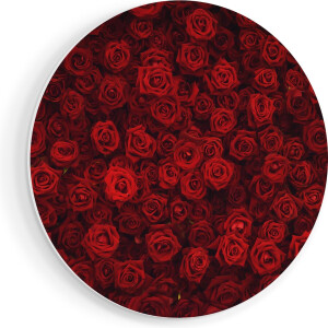 Artaza Forex Muurcirkel Rode Rozen Achtergrond - 40x40 cm - Klein - Wandcirkel - Rond Schilderij - Wanddecoratie Cirkel