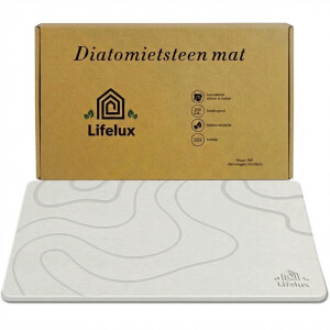 LifeLux Diatomiet Badmat Antislip Douchemat voor Badkamer 60x40 cm – Sneldrogend & Antibacterieel – Wit - Ecologische badmat 2026
