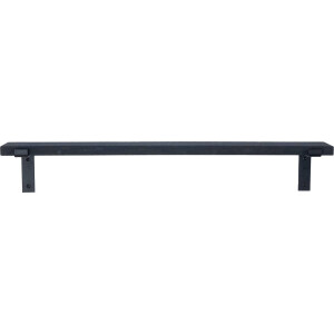 GoudmetHout - Massief eiken wandplank - 180 x 10 cm - Zwart Eiken - Inclusief industriële plankdragers l-vorm mat zwart - lange boekenplank