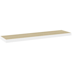 vidaXL - Wandschap - zwevend - 120x23,5x3,8 - cm - MDF - eikenkleurig - en - wit