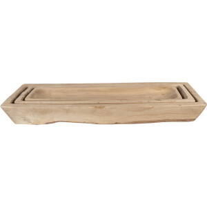 Clayre & Eef Decoratie schaal Set van 3 70 cm Bruin Hout