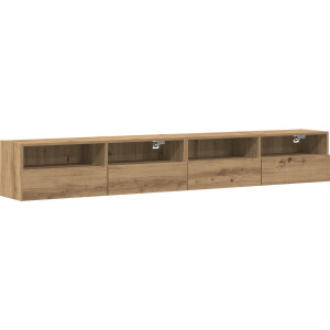 vidaXL - TV - Wandkast - 2 - st - artisanaal - eikenkleurig - Bewerkt - hout