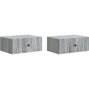 vidaXL - Muurbevestigde - Nachttafel - 2 - pcs - Grijs - sonoma - 49 - x - 34,5 - x - 20 - cm
