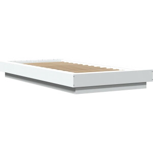vidaXL - Bedframe - bewerkt - hout - wit - 90x200 - cm