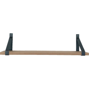 GoudmetHout - Massief eiken wandplank - 200 x 25 cm - Licht Eiken - Inclusief industriële plankdragers MAT BLANK - lange boekenplank