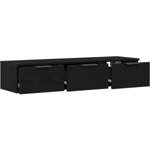 vidaXL - Wandkast - met - lade - Zwart - Eiken - 102 - x - 30 - x - 20 - cm - Bewerkt - hout