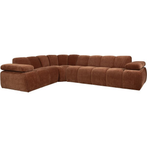 WOOOD Mojo Hoekbank Links - Ribstof - Roest Bruin - 74x310x230
