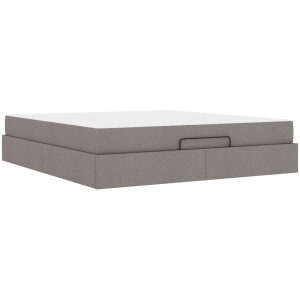 vidaXL - Bedframe - met - matras - 2 - pcs - Taupe - Stof