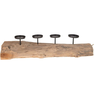 Stronk met 4 kaarsenhouders - Teak hout - 70 x 20 x 16 cm