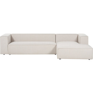 VERNON - Hoekbank 3-zits - Lichtbeige - Linkszijdig - Polyester