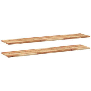 The Living Store Wandschappen 2 st zwevend olieafwerking 120x30x2 cm acaciahout - Zwevende Wandplank - Wandplank - Houten Wandplank - Acaciahout - Zwevende Schappen