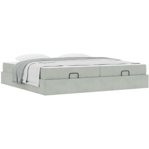 vidaXL - Bedframe - met - matras - 2 - st - Lichtgrijs - Fluweel