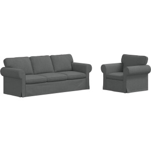 vidaXL - Bankstel - 2 - pcs - Donkergrijs - 215 - x - 82 - x - 80 - cm - Stof