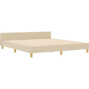 vidaXL - Bedframe - met - hoofdeinde - Crème - 180 - x - 200 - cm - Stof