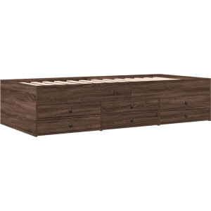 vidaXL - Slaapbank - met - lades - zonder - matras - 100x200 - cm - bruin - eikenkleurig