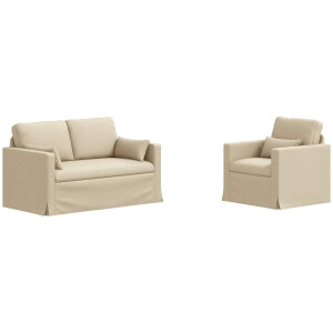 vidaXL - Bankstel - 2 - pcs - Crème - 139 - x - 78 - x - 80 - cm - Stof