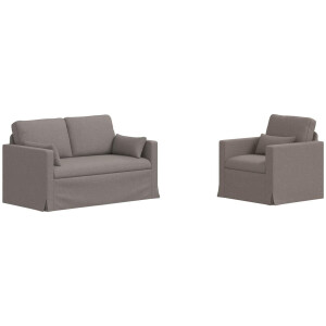 vidaXL - Bankstel - 2 - pcs - Taupe - 139 - x - 78 - x - 80 - cm - Stof