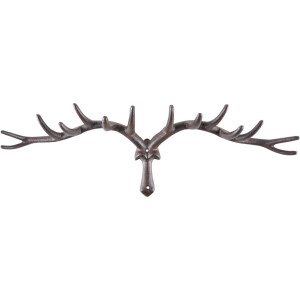 Hertengewei Wanddecoratie - met haken - 63 cm - gietijzer - landelijke kapstok gewei van het of eland