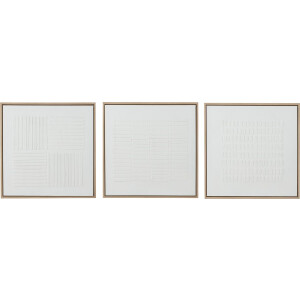 J-Line schilderij Lines - canvas - wit - 3 stuks