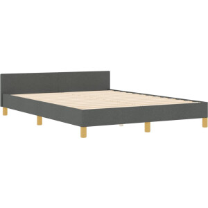 vidaXL - Bedframe - met - hoofdeinde - Donkergrijs - 140 - x - 190 - cm - Stof