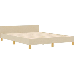 vidaXL - Bedframe - met - hoofdeinde - Crème - 140 - x - 190 - cm - Stof