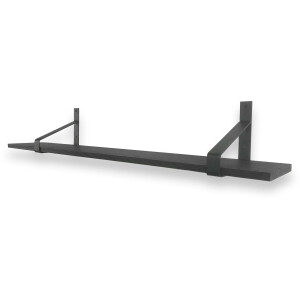 Eiken wandplank zwart 50 x 20 cm 18mm inclusief metalen plankdragers - Plankjes aan muur - Wandplank industrieel - Fotoplank