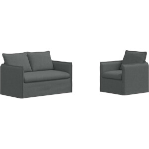 vidaXL - Bankstel - 2 - pcs - Donkergrijs - 196 - x - 82 - x - 85 - cm - Stof