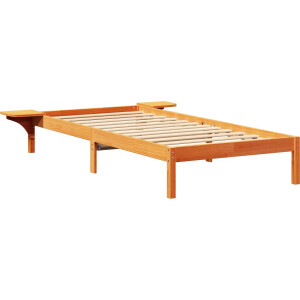 vidaXL - Bedframe - met - nachttafels - Bruin - 100 - x - 200 - cm - Wasbruin