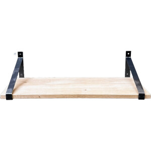 GoudmetHout Massief Eiken Wandplank - 120x40 cm - Industriële Plankdragers - Staal - Zonder Coating - Wandplank hout