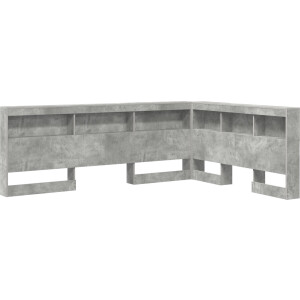 vidaXL - Opberghoofdbord - met - plank - Beton - Grijs - 140 - cm - Bewerkt - hout