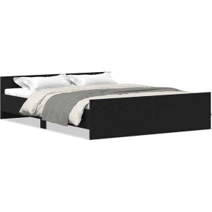 vidaXL - Bedframe - zonder - matras - 160x200 - cm - bewerkt - hout - zwart - eikenkleur