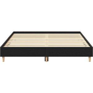 vidaXL - Bedframe - Zwart - Eiken - 203 - x - 153 - x - 25 - cm - Bewerkt - hout