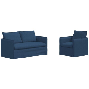 vidaXL - Bankstel - 2 - pcs - Blauw - 156 - x - 82 - x - 85 - cm - Stof