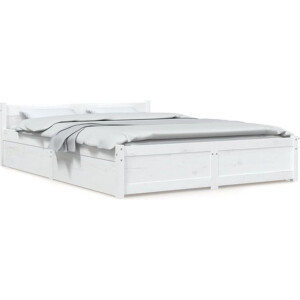 vidaXL - Bedframe - met - lades - wit - 140x190 - cm