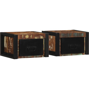 vidaXL - Nachtkastjes - 2st - 40x35x25cm - massief - gerecycled - hout - meerkleurig