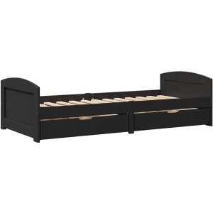 vidaXL - Slaapbank - met - 2 - lades - zonder - matras - IRUN - 90x200 - cm - zwart