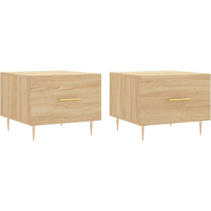 vidaXL - Salontafel - 50x50x40 - cm - bewerkt - hout - betongrijs
