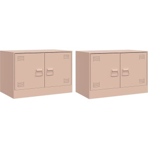 vidaXL - Tv-meubelen - 2 - st - 67x39x44 - cm - staal - roze